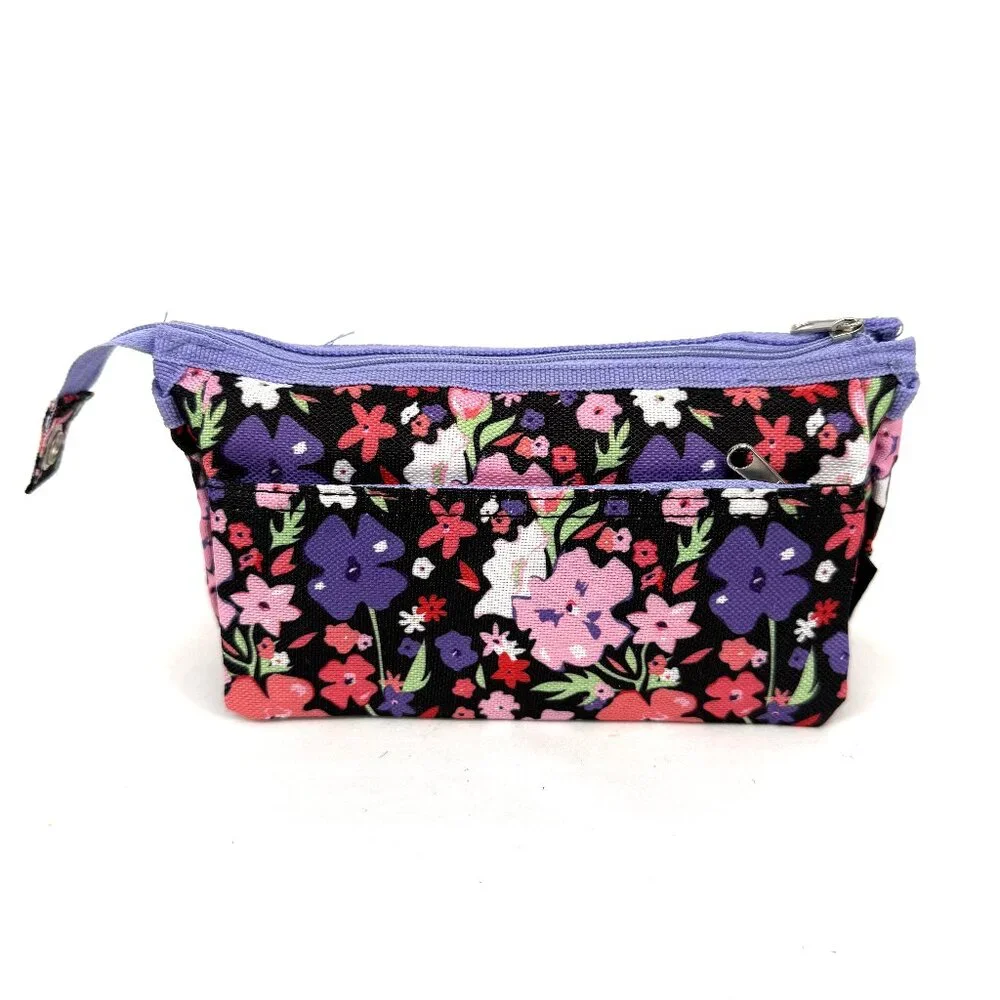 Pencil or Makeup Brush Case Purple/Black/Floral